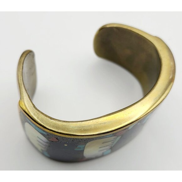 Vintage Andrew Shows Handcrafted Brass Cuff Bracelet W/ Bear Design Rare Unique - Picture 16 of 16